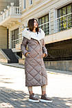 Жіноче зимове пальто з капюшоном ПВ-319 капучино, розміри 42-58, фото 2