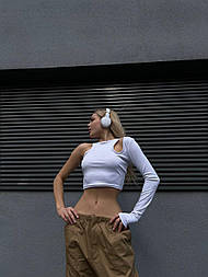 Кофточка топ на одне плече з краплею з тканини мікродайвінг