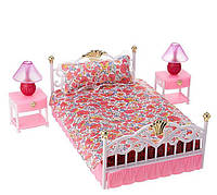 Меблі для барбі Gloria Рожева Спальня з тумбами