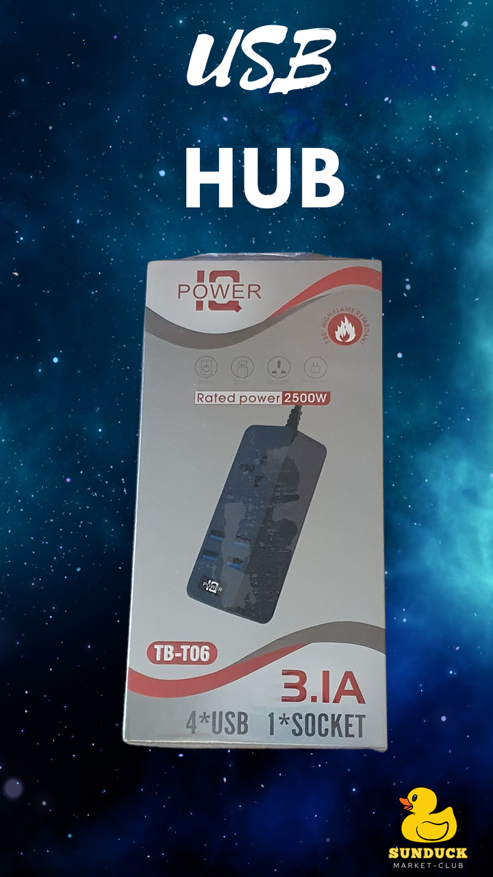 Мережевий фільтр подовжувач TB-T06 (2Mm) 4 USB+1 розетка 3,1 А 2 м, фото 1