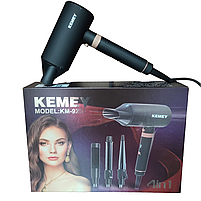 Фен для волосся Kemey KM-9203 4 в 1, 1600 Вт із концентратором, випрямлячем, плойкою, конусною насадкою, фото 7