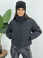 Комфортная укороченная женская курточка на синтепоне. Карманы, молния. Р-ры M, L, XL. Цвета5 Черный