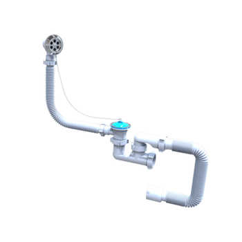 Сифон 1 1/2" для ванної і гл.душ/піддону з переливом з гофротрубою FLAT steamer SantehPlast