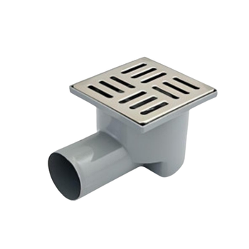 Трап душовий d50мм горизонт.випуск решітка з нерж.сталі 100*100мм SantehPlast