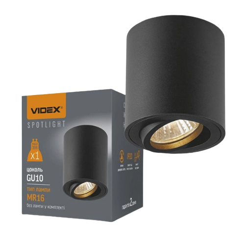 LED Світильник накладний під лампу GU10 чорний VL-SPF13A-B Videx