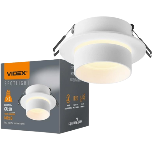 LED Світильник врізний під лампу GU10 круглий білий VL-SPF11R-W Videx