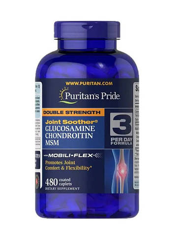 Для суглобів Glucosamine Chondroitin MSM Double Strength Puritan's Pride 480таб США, фото 2