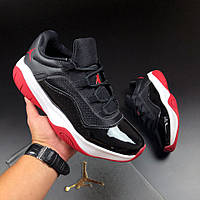 Мужские кроссовки Nike Air Jordan 11 cmft кожаные спортивные повседневные черные белые красные