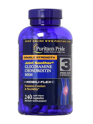 Для суглобів Glucosamine Chondroitin MSM Double Strength Puritan's Pride 240таб США, фото 2