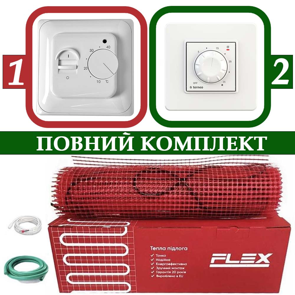 3,0 м² (525W) Нагрівальний мат у плитку Flex EHM-175 + механічний терморегулятор 2