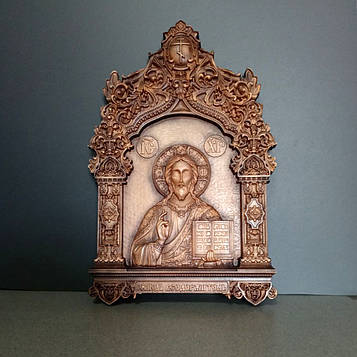 Ікона Господь Вседержитель у різьбленому кіоті дерев'яна Розмір 18 х 27 см. Код/Артикул 511