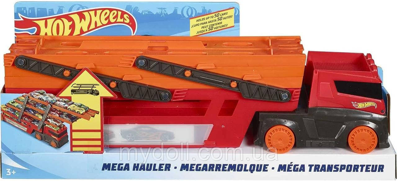 Машинка Хот Вілс Вантажівка-транспортер Мега Автовоз Hot Wheels Action MEGA Hauler GHR48 Mattel Оригінал