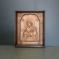 Семистрельная икона Божией Матери деревянная резная размер 12.5 х 15 см. Код/Артикул 142 516
