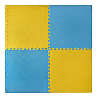 Килимок-пазл EVA жовто-блакитний деталь 58,2*58,2*0,8см 4 деталі, килимок 114,7*114,7*0,8см /15/ K89406 irs