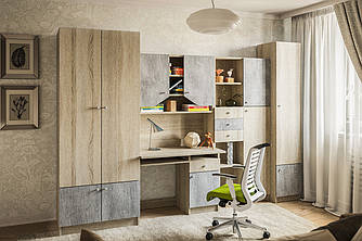 Дитяча Юніор дуб білий / сіра мишка  Світ Меблів