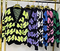 Красивый удлиненный женский кардиган/свитер. Ткань вязка. Длина 65 см. Р-ры:42-46. Цвета6 Черный + желтый