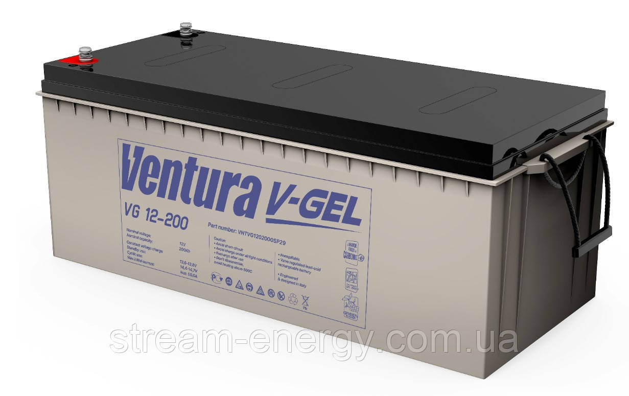 Акумулятор гелевий 200Ah Ventura VG 12-200 Gel — для інвертора, котла опалення, дому, квартири, дачі, сонячних батарей