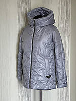 Демисезенная женская куртка стеганная с капюшоном размеры 48-56