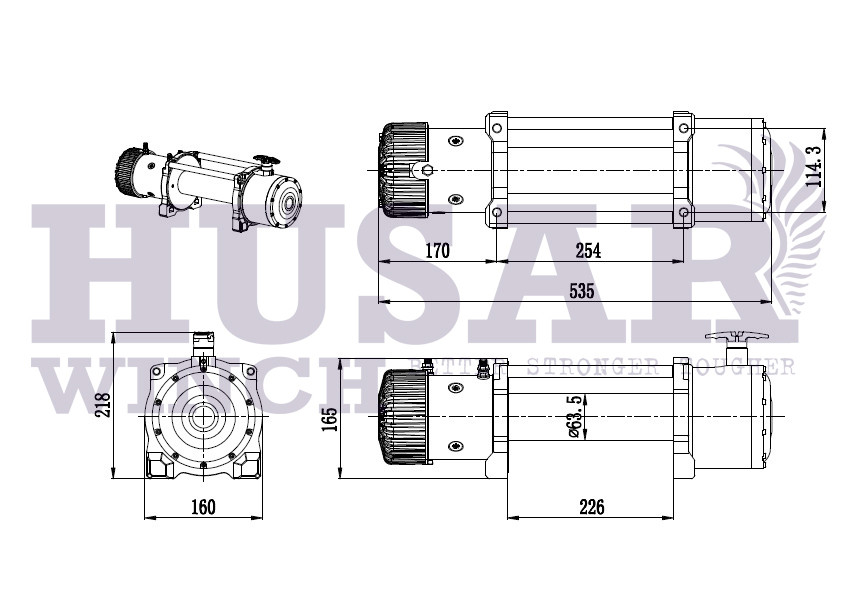 Лебедка электрическая автомобильная HUSAR BST 12000 24V синтетический трос - фото 4 - id-p1164894469