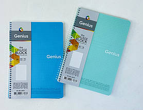 Зошит В5 Genius На спіралі Коледж-блок 80 аркушів У клітинку Пластикова обл. B5-080-6802K 30173Ф Школярик