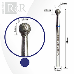 Насадка алмазна Куля RichColor синя, діаметр 3.5 мм, довжина 3.5 мм
