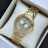 Жіночий наручний годинник Versace (версачі) преміум якості, золотистий з світлим циферблатом - код 2171b