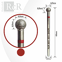 Насадка алмазная Шар RichColor красная, диаметр 4 мм, длина 4 мм