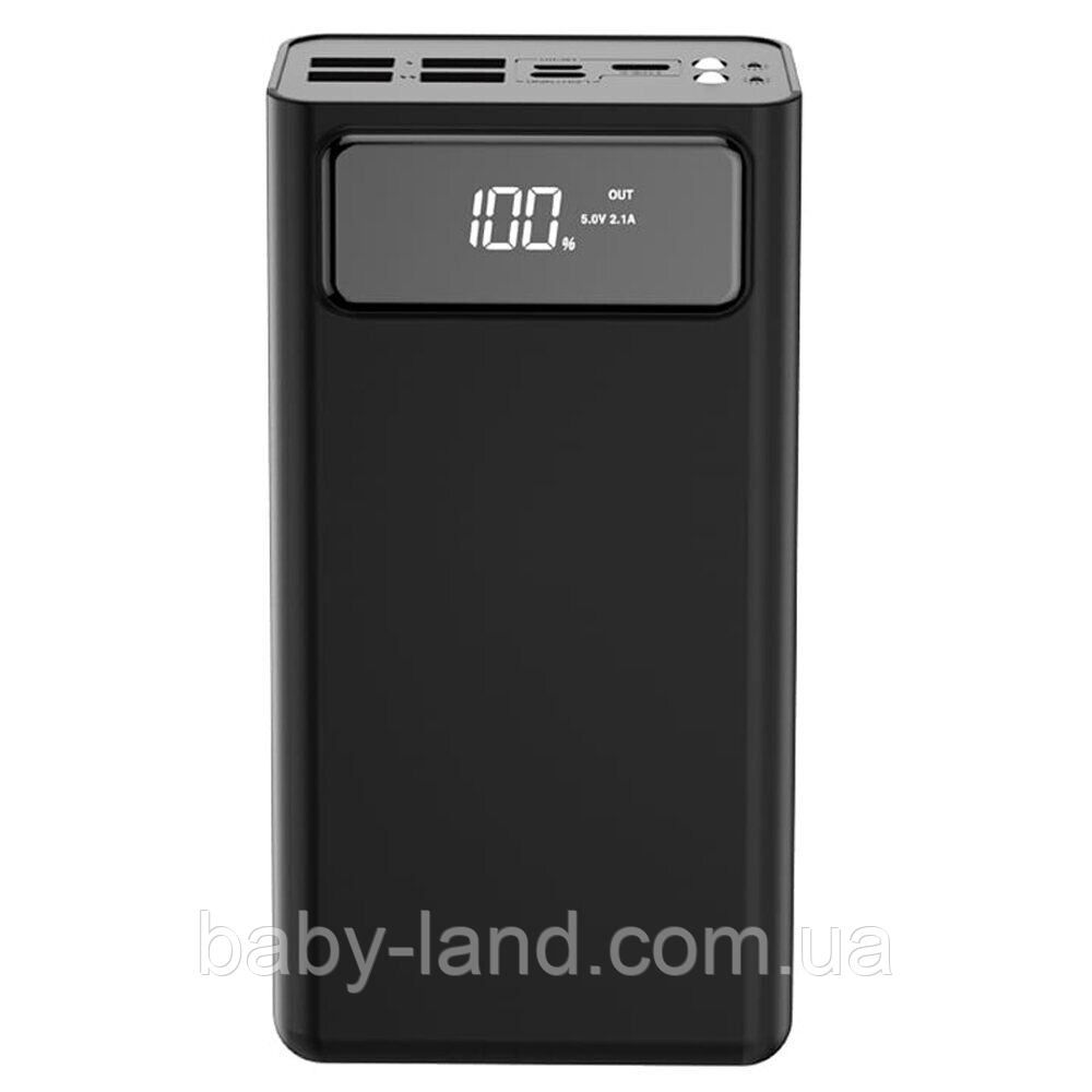 Портативний аккумулятор Power Bank XO PR123 4USB/Micro/Type-C/Lightning Led індикатор 30000mAh Чорний