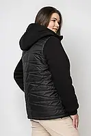 Модна чорна жіноча куртка демісезонна з капюшоном.