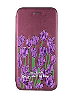 Чехол-книжка с рисунком на iPhone 7/8/SE 2020 :: Бордовый :: Тюльпаны (принт 265)
