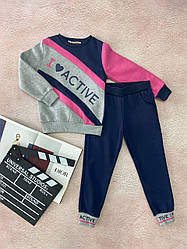 Спортивний костюм для дівчинки на флісі Сіро-Рожевий 7407 Fracrance, Серо-Розовый, Для девочек, Зима, 10 лет