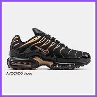 Кроссовки мужские Nike air max TN plus black gold / Найк аир макс ТН плюс черные