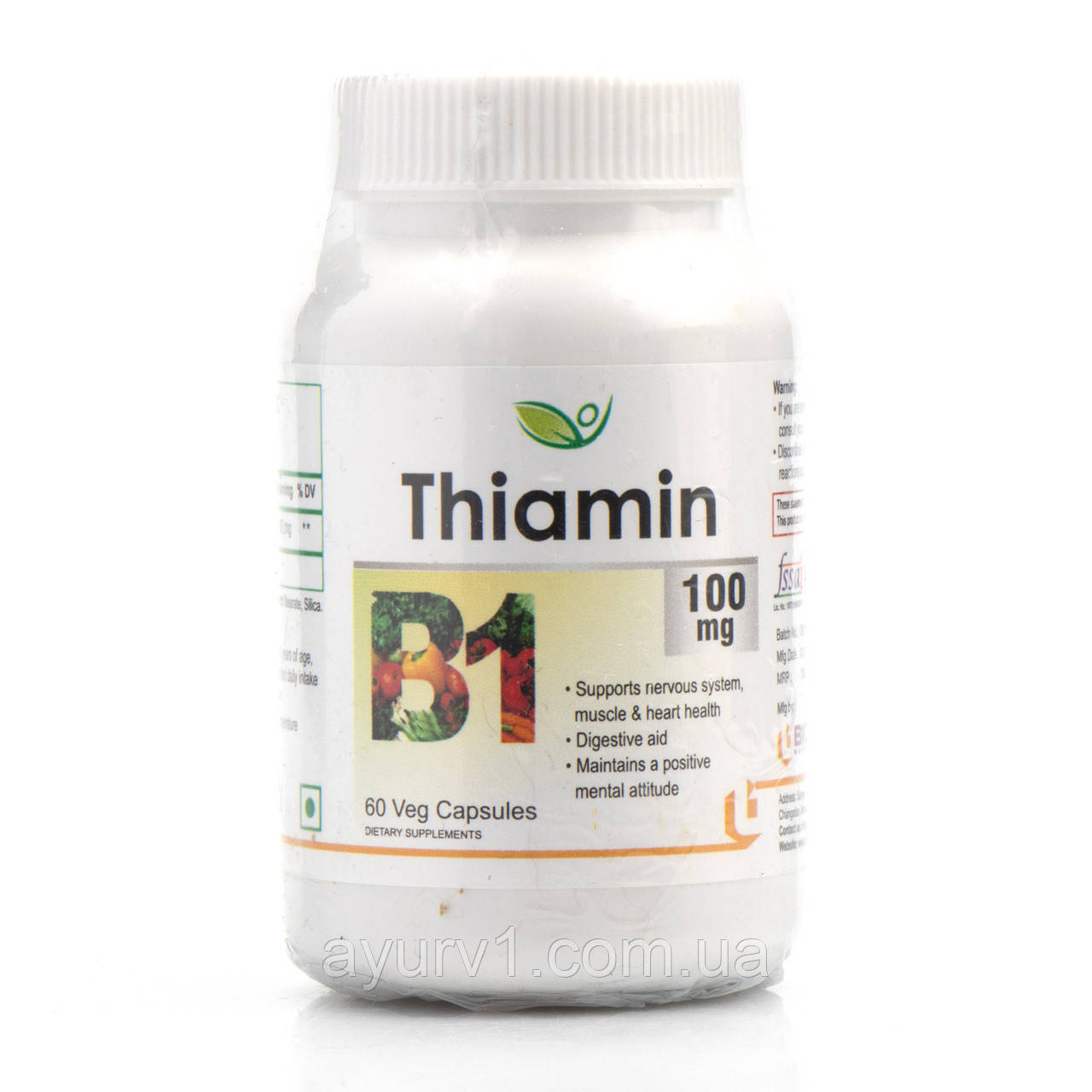 Тіамін Вітамін В1 Thiamin 100mg Biotrex 60 veg.capsules