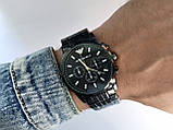 Чоловічий наручний годинник Armani (Армані)  чорного кольору, металевий браслет, - код 2180b, фото 3