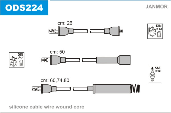 Дроти запалювання JanMor ODS224 для OPEL VECTRA A 1,4 S двиг. 14 NV, фото 1