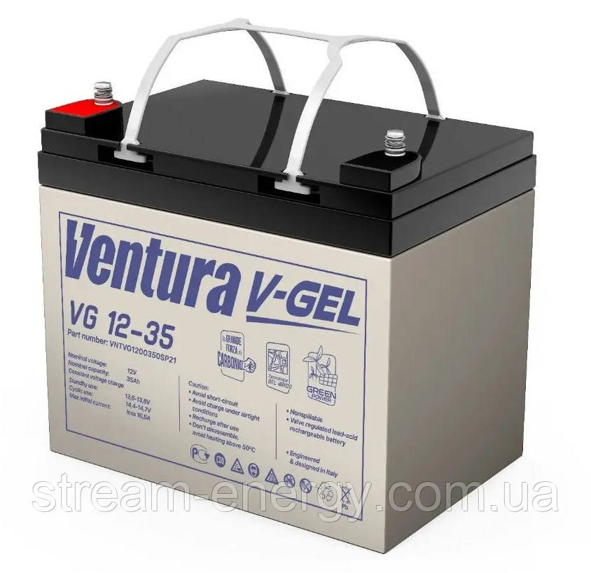 Акумулятор гелевий 35Ah VG 12-35 Gel — для інвертора, що не обслуговується для котла опалення, дому, квартири, фото 1