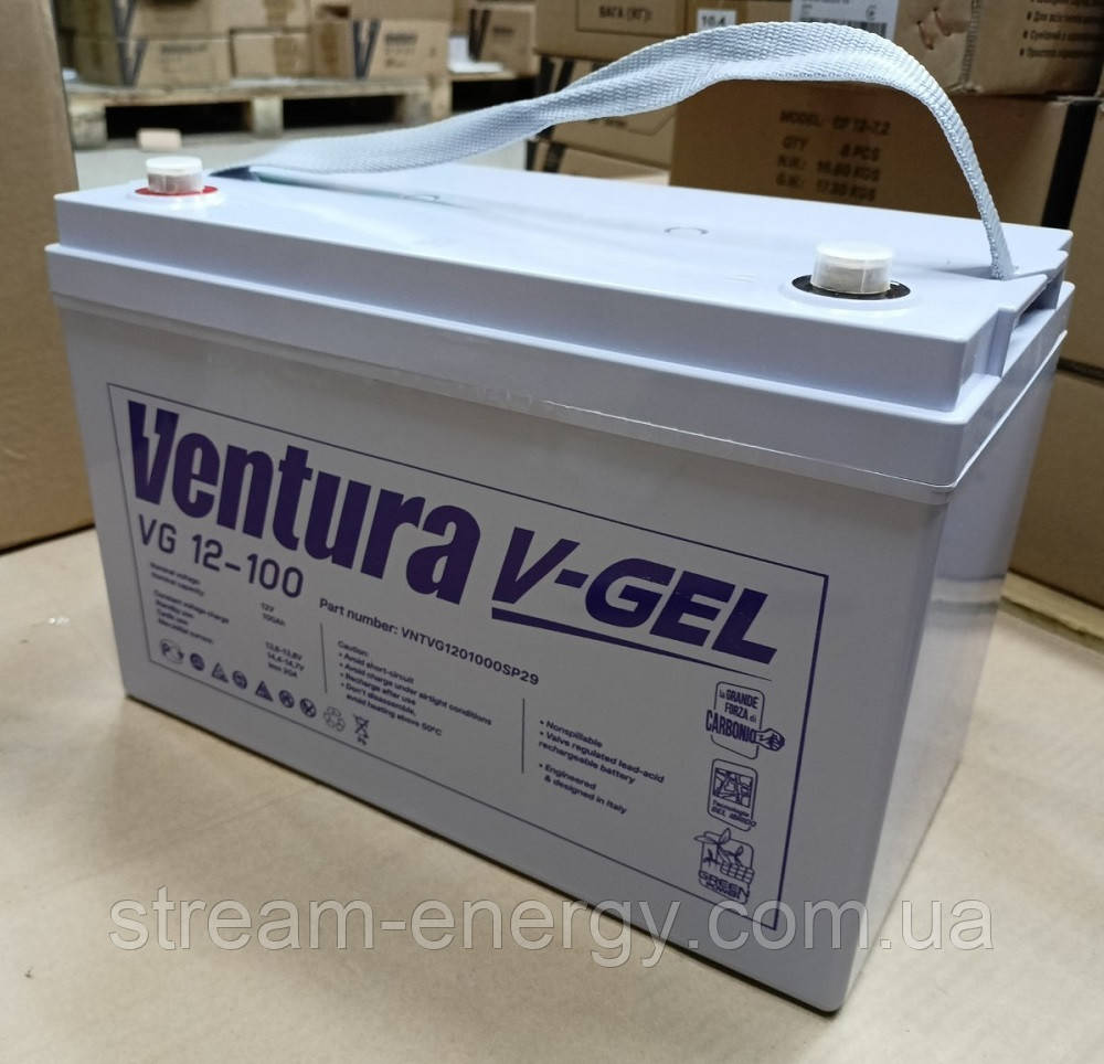 Акумулятор гелевий Ventura VG 12-100 Gel — 100ач для інвертора, для котла опалення, дому, квартири