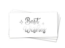 Паперовий конверт на гроші білий "Best wishes" срібне тиснення 1шт.
