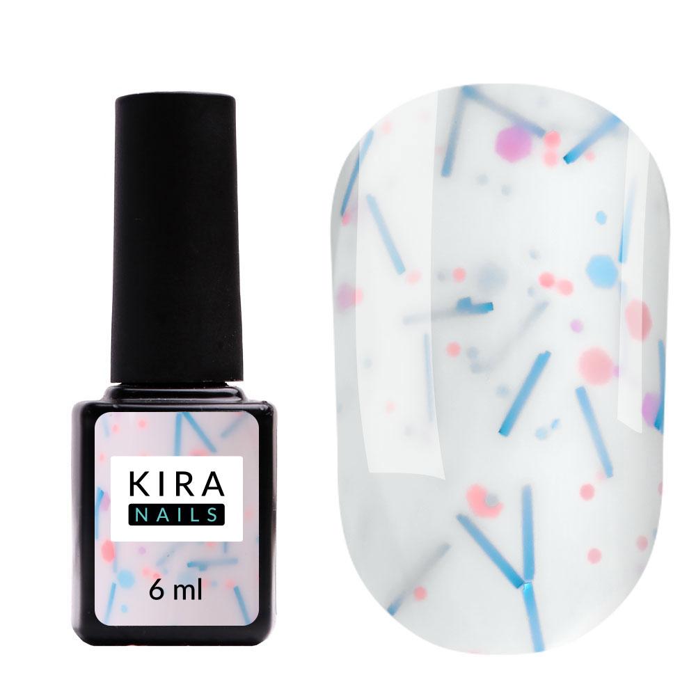 Камуфлювальна база Kira Nails Lollypop No001, 6 мл (молочна з різнобарвними пластівцями)