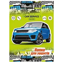 Папка для тетрадей, на резинке, В5 / Синій автомобіль