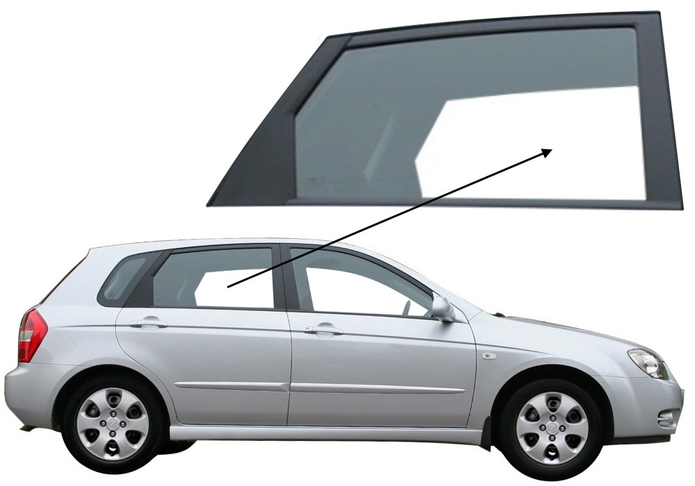Бічне скло Kia Cerato HB 5D 2004-2009 задніх дверей праве