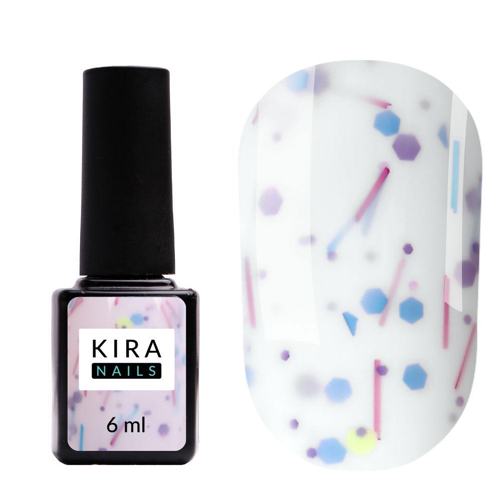 Камуфлювальна база Kira Nails Lollypop No002, 6 мл (біла з різнобарвними пластівцями)