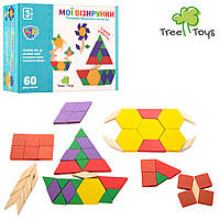 Деревянная игрушка Пазлы TREE TOYS MD 0944 блоки-пазлы, 60 разноцветных деталей