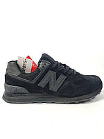 Мужские кроссовки New Balance 574 Black (чёрные) стильные замшевые демисезонные кроссы монохром D421