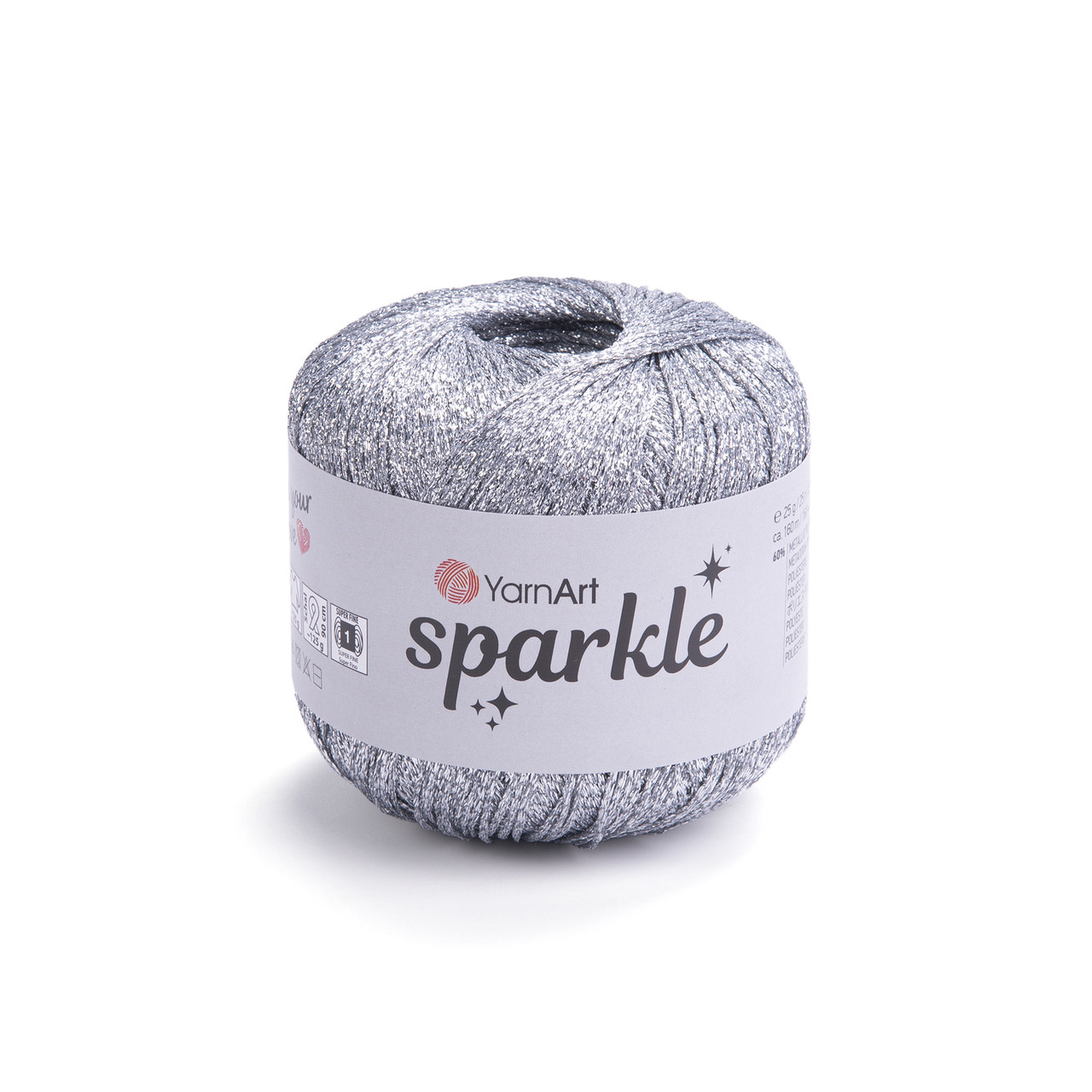 YarnArt SPARKLE (Ярнарт Спаркл) №1300 сріблястий (Пряжа металізований поліестер, нитки для в'язання), фото 1