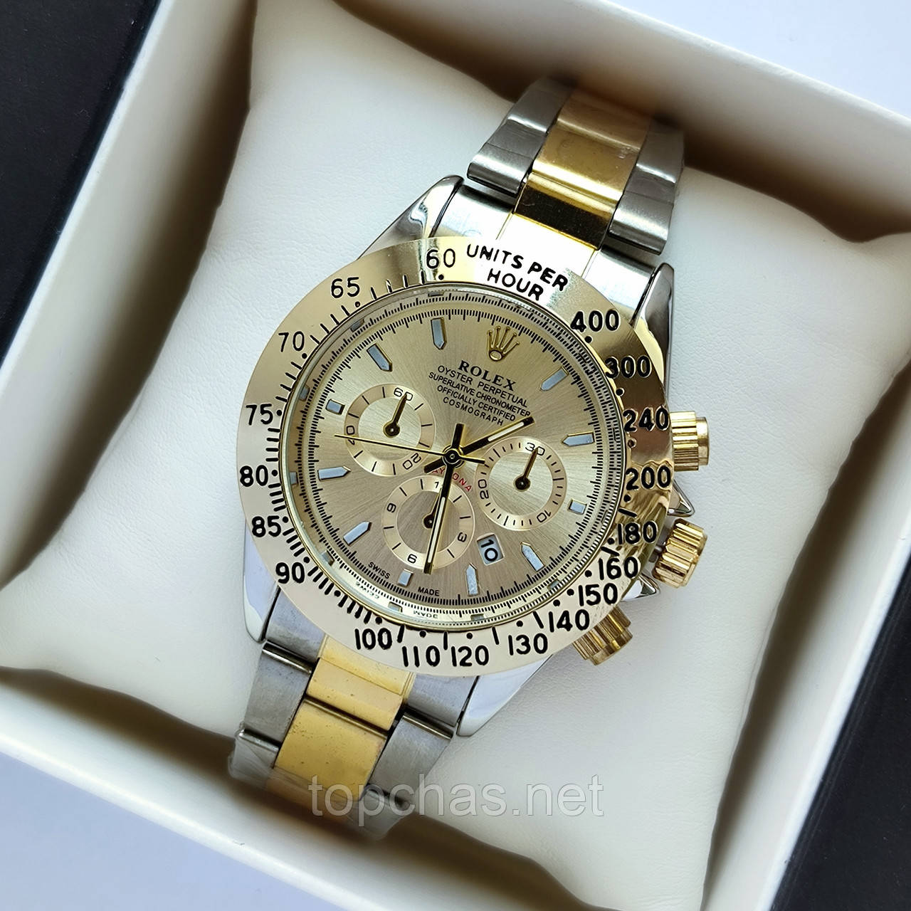 Чоловічий наручний годинник Rolex Daytona (ролекс) комбіновані, відображення дати - код 2187b