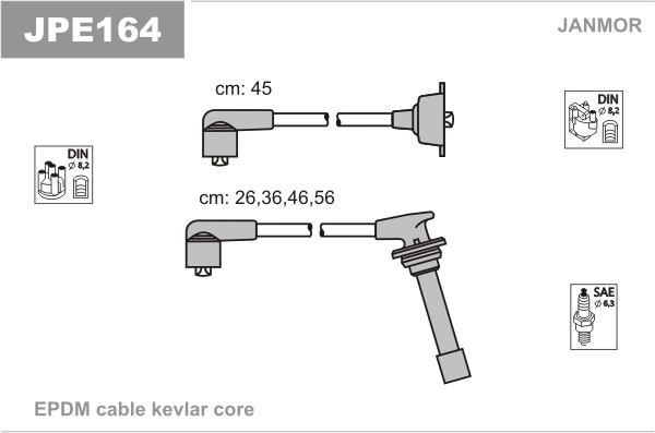 Дроти запалювання JanMor JPE164 для HONDA PRELUDE 2,0 I EX 16V двиг. B20A5, B20A7, B20A9, фото 1