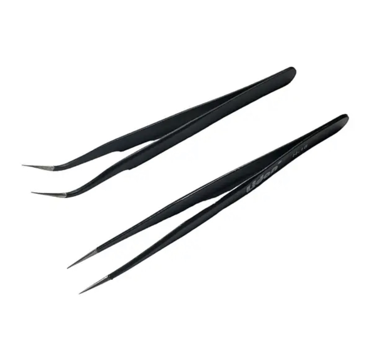 Пінцети універсальні прямий і вигнутий чорні 2 шт