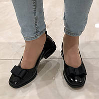 Женские кожаные туфли на низком ходу, черные лаковые балетки 1833 Mario Muzi 2937