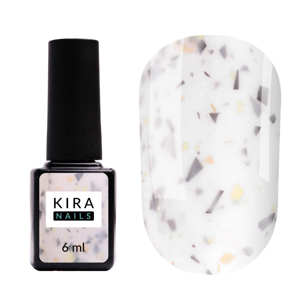 Камуфлювальна база Kira Nails Lollypop No003, 6 мл (молочна з сіро-жовтими пластівцями)